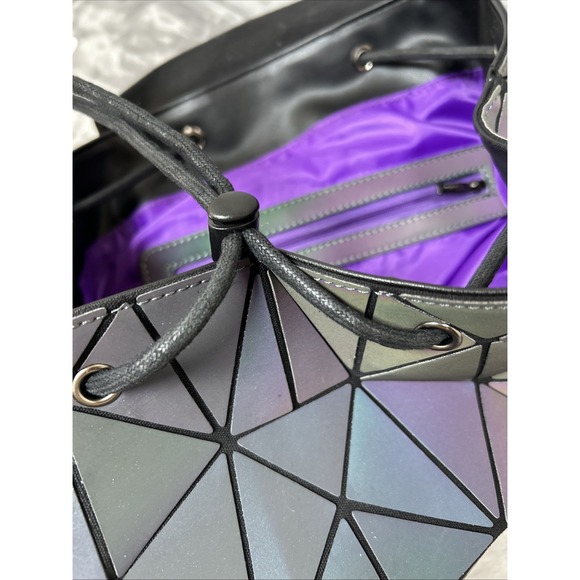 LUXSHE Geometric Iridescent Backpack Luminous Drawstring Backpack READ! - Picture 13 of 16